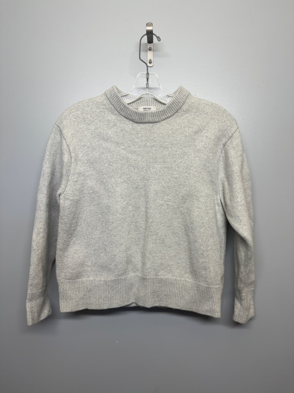 Aritzia Merino Wool Crewneck Sweater in Light Gray